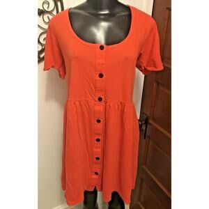 Small Glassons 100% Cotton Button Front Orange Women's Dress